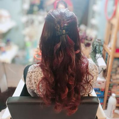 Uốn Setting Collagen phục hồi - nhuộm phủ bóng đỏ rượu